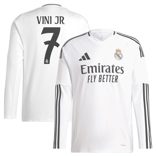 Vini Jr. Real Madrid  2024/2025 Home Long Sleeve Player Soccer Shirt - White